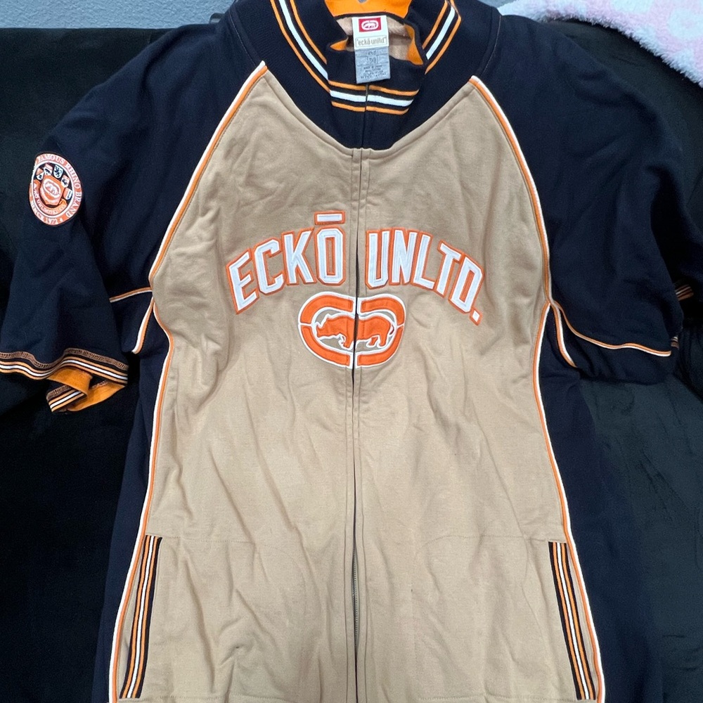 Ecko Unlimited Orange and Black Knit Jacket
